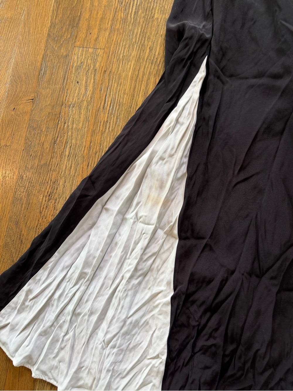 Vintage D.Frank Black and White Long-Sleeve Paneled pleated Drop Waist Dress - Picture 5 of 12